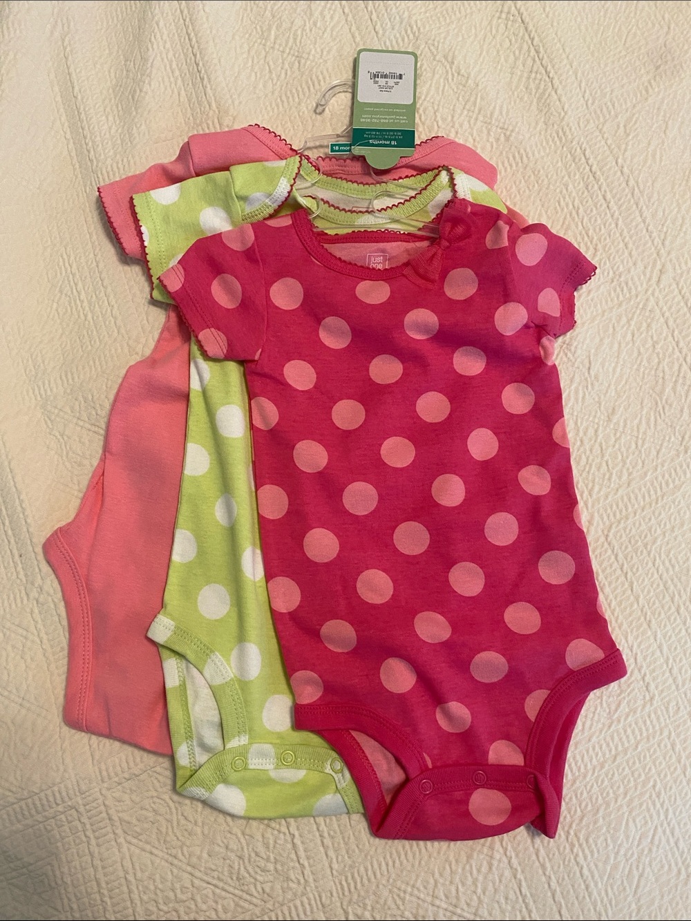 Baby Girls' Pink Polka Dot Short-Sleeve Onesies - Pack of 3